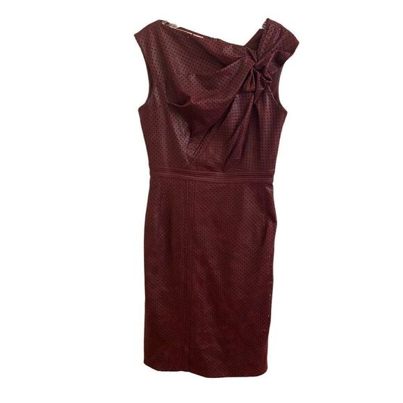 Byron Lars Beauty Mark Perforated Faux Leather Midi Dress Size 6 - Picture 1 of 5